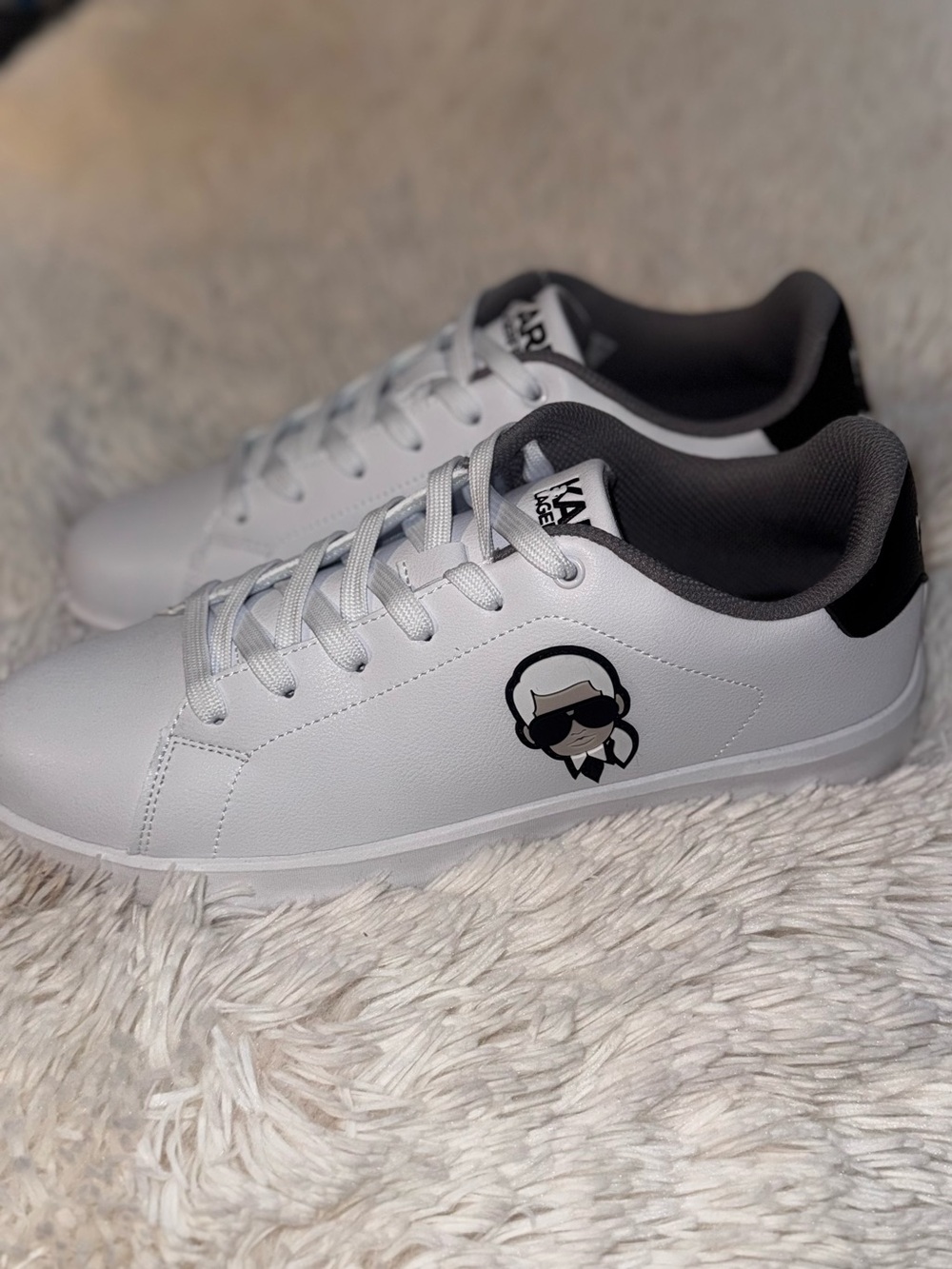 Karl Lagerfeld White Sneakers with Black Trim and Logo